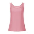 thumbnail image 5 of Htigea Women Spaghetti Strap Scoop Neck Ribbed Tank Tops Slim Fitted Cotton Camisole Basic Sleeveless Layering Shirts Today Deals Pink,2XL, 5 of 6