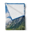 thumbnail image 2 of Landscape Soft Flannel Fleece Blanket, Pure Mountain Lake Scenery with Trees and Cloudy Sky Nature Inspired Print, Cozy Plush for Indoor and Outdoor Use, 50" x 70", Blue White Green, by Ambesonne, 2 of 5