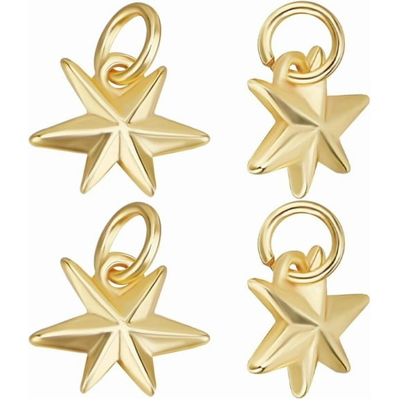 1 Box 20Pcs North Star Charms 18K Gold Plated Brass Pentagram Pendant Charm for Jewelry Necklace Bracelet Making