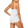 thumbnail image 4 of Deago 2 Piece Women V Neck Sexy Lingerie Satin Sleepwear Pajamas Cami Shorts Set Nightwear (White, S), 4 of 6