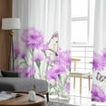 thumbnail image 4 of Purpel Spring Floral Sheer Curtains 84 Inches Long 2 Panels Set, Window Sheer Curtains for Living Room/Bedroom, Watercolor Summer Botanical Elegant Light Filtering Rod Pocket Curtain 52'' x 84'' x 2, 4 of 7