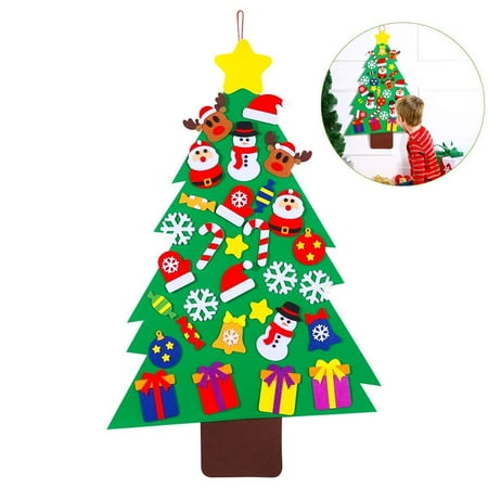Wall Christmas Decoration Unomor Felt Christmas Tree Set 31pcs Ornaments Kids, Xmas Gifts, Year Door Wall Hanging Decorations ()