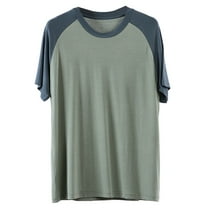 Akafmk Men's Short Sleeves Pajama Tops,Men's Cotton Sleepwear T-Shirt,Casual Fashion Comfy Short Sleeve Solid Pullover Round-Neck Pajama Tops