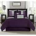 thumbnail image 2 of Chezmoi Collection Luxury Pleated Striped Comforter Set, California King, Purple/Lavender/Gray, 8-Piece, 2 of 10