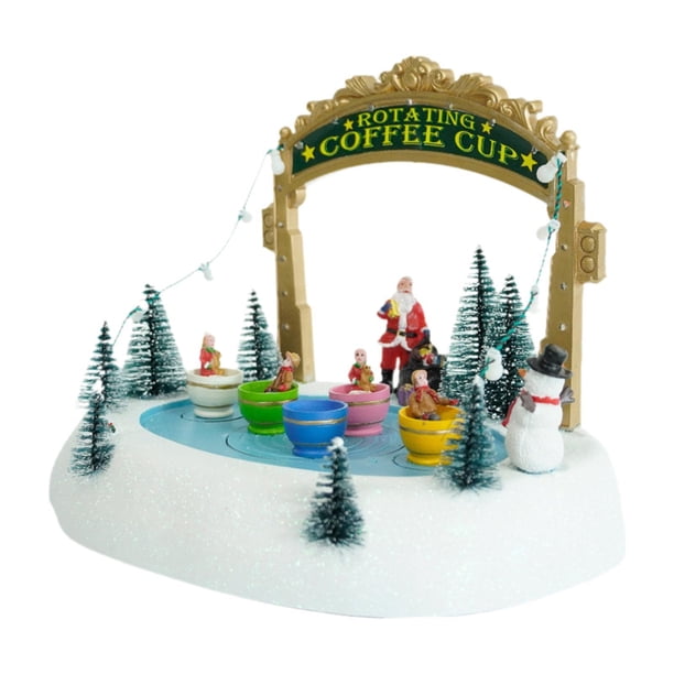 Figura navideña con forma de caja de música, regalo, taza de café giratoria, adorno de mesa, multifuncional, para mujeres, bebés, mamás, esposos y