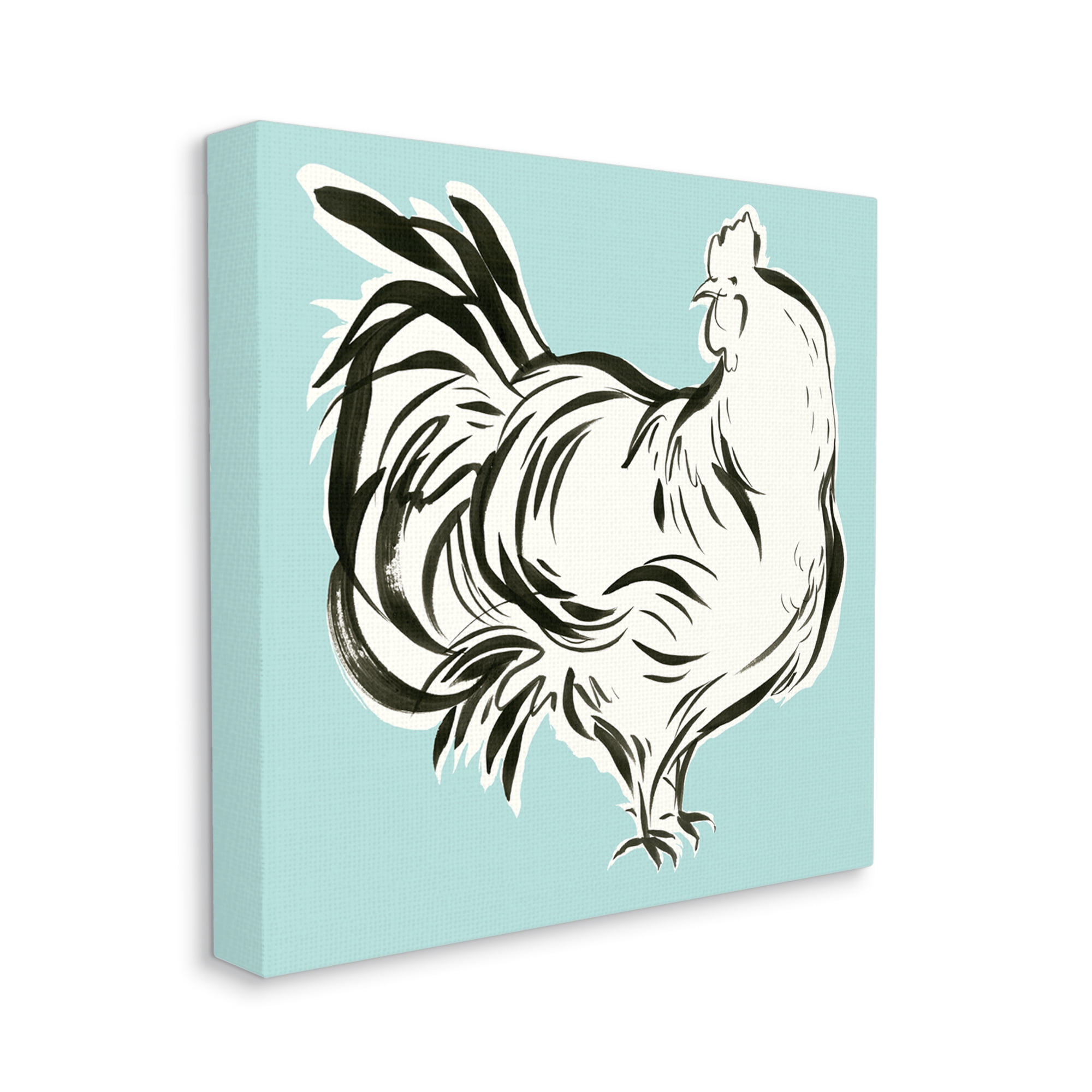Stupell Industries Abstract Hen on Blue Animals & Insects Painting Gallery Wrapped Canvas Print Wall Art, 24 x 24