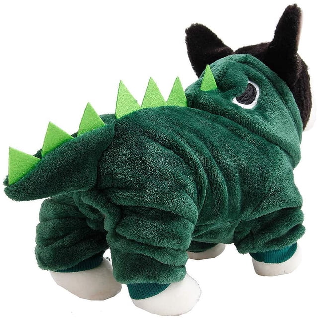 Ropa para cachorros, ropa de invierno para perros, ropa cálida de forro polar coral para perros, forro polar, invierno, lindo, dinosaurio, perro, sudadera con capucha para cachorros, chaqueta (XS)