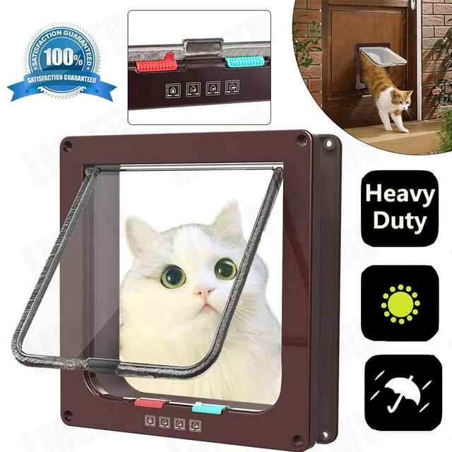 Puerta para gatos de 4 vías, puerta para mascotas, puerta para gatos, puerta para perros y gatos