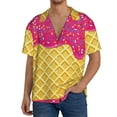 thumbnail image 3 of KLL Red Ice Cream Print Men's Shirt Short Sleeve Button Down Summer Cuba Beach Shirts- X-Large, 3 of 7