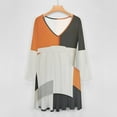 thumbnail image 4 of Orange Geometric Art, Black And White Orange Long Sleeve Dresses For Women Vintage Elegant Party Dress Oversized V-neck Dress S-8XL, 4 of 7