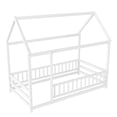 thumbnail image 6 of Leumius Twin Size Floor Bed with House Roof Frame, Fence Guardrails Montessori Floor Bed for Boys Girls White, 6 of 7