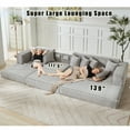 thumbnail image 5 of Oversize Cloud Couch, L-Shape Sofa, Convertible Floor Sleeper Sofa Bed, No Assembly ,Eight pillows,3-in-1,Side Pocket,(Left Facing Sofa),4 Seat,Corduroy,Light Gray, 5 of 20