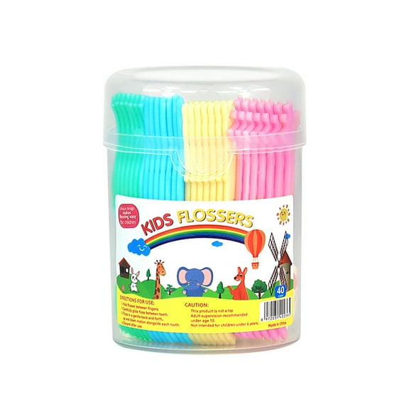 40Pcs Children's Dental Floss Four Cartoon Animal Shape Toothpicks Interdental Floss Clean Teeth Tool Super Thin Floss Stick
