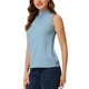 thumbnail image 4 of INSPIRAR CHIC Blusa sin mangas con cuello alto y volantes para mujer M Gris Azul, 4 of 7