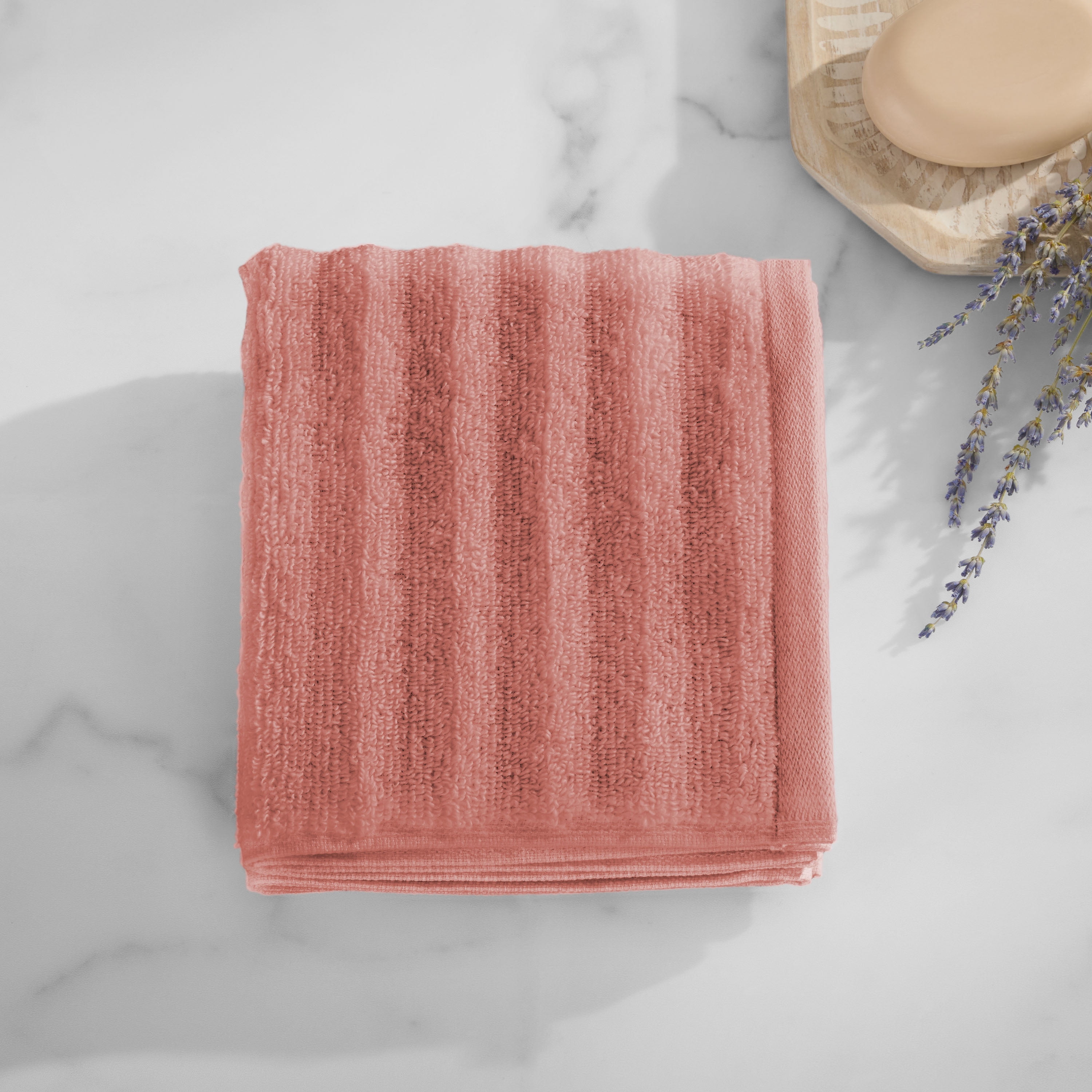 Mainstays Performance Cotton Hand Towel, Super Soft Quick Dry Fade Resistant, Textured Teracotta