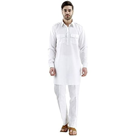 

Royal Men s Cotton Blended White Pathani Kurta