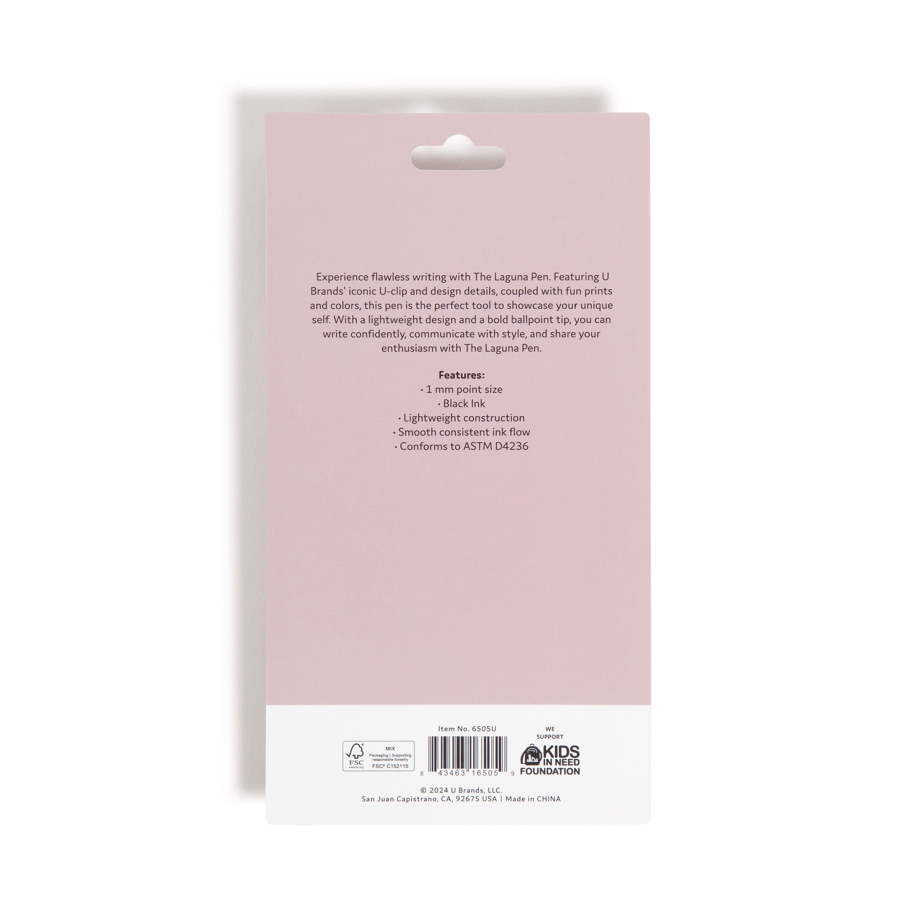 U Brands Laguna Ballpoint Pens, 6 Count, Foil Dots ,  Bold (1.0mm) Point, Black Ink
