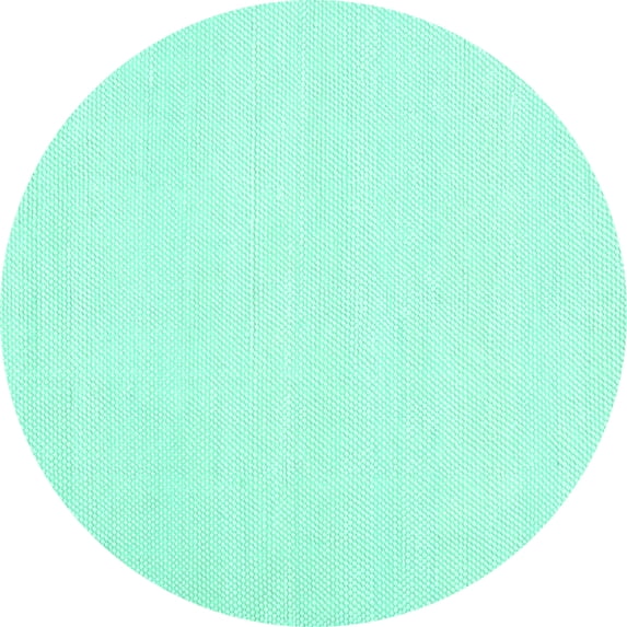 Ahgly Company Machine Washable Indoor Round Solid Turquoise Blue Modern Area Rugs, 6' Round