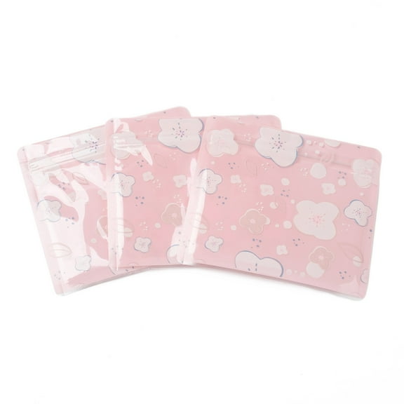 Plastic Zip Lock bag Storage Bags Self Seal bag with Top Seal Cartoon Pink Flower 10x11x0.15cm Unilateral Thickness: 2.7 Mil(0.07mm) 100pcs/bag