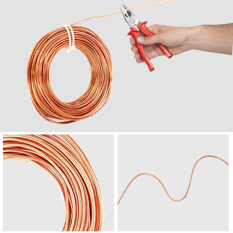 Produktbild von Reiner Kupferdraht 8 AWG, 31 Fuß (ca. 9,45 M) – 99,9 % Rein, Weich, Für Bastelarbeiten