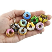 24 Cute Donut Animal Keychain Figurines - Mini Toys - Easter Egg Filler - Small Novelty Prize Toy - Party Favors - Gift - Bulk 2 Dozen