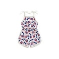 thumbnail image 2 of Aojekbee Kid Girls Jumpsuit, Tie-up Spaghetti Straps Stars Print Romper 4th of July Clothes, 2 of 10