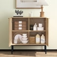 thumbnail image 4 of NEWADARA Fluted Sideboard Cabinet, Buffet Cabinet with Storage, Wooden Cabinet with Doors and Shelves, Accent Console Cabinet for Living Dining Room, Entryway, Natural Oak, 4 of 8