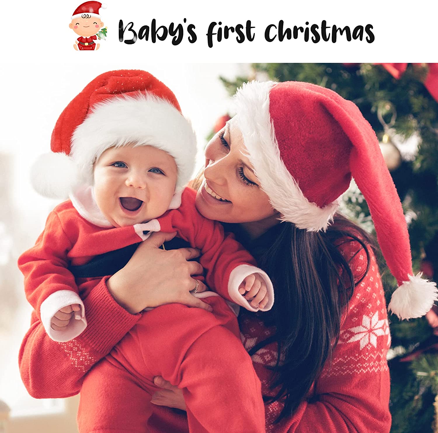 CAREFORM Baby Santa Hat,Baby Christmas Hat,Toddler Santa Claus Hats,Newborn Santa Hat for Baby Girl Boy First Christmas
