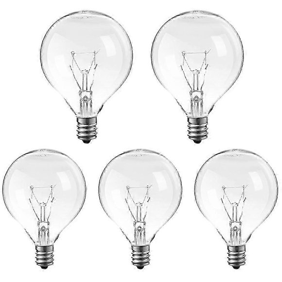 E12 Candelabra Wax Warmer Bulbs 25W 5-Pack, Incandescent Glass Bulb for Scent Warmers