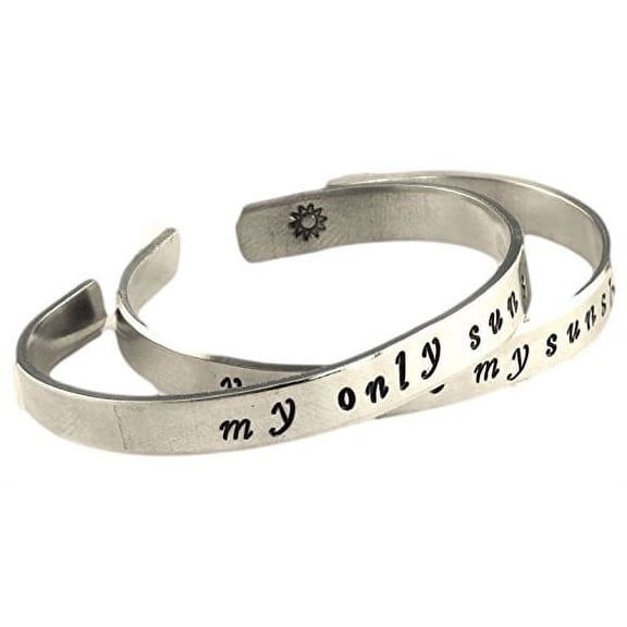 you are my sunshine/ my only sunshine - Hand Stamped Bracelets Set Forever Lo...