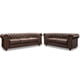 thumbnail image 1 of Sala de Piel Genuina Clásico 3-2, Sofá y Love Seat, 5 plazas, Modelo Chesterfield P/V, Color Chocolate, Elegante, cómodo y Clásico, Hecho en Mexico. Medidas:  Sofa 220 x 90 x 80, Love 185 x 90 x 80 cm, 1 of 9