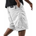 thumbnail image 3 of Men's Mid Length Cargo Shorts with Unique Curved Pockets and Adjustable Drawstring, Relaxed Fit for Daily Wear Outdoor Adventures or Weekend Errands White XXL, 3 of 4