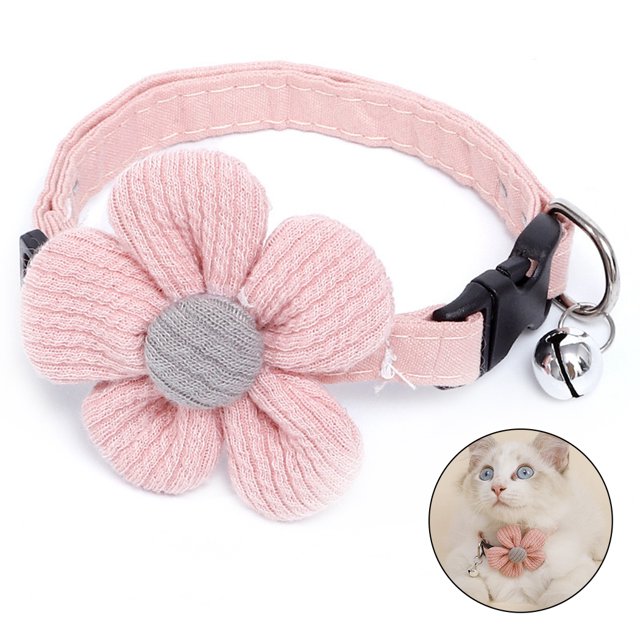 Flower Cat Collar Cute Adjustable Small Dog Collar Kitten Collar with Bell