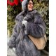 thumbnail image 2 of Abrigo gris grueso con solapa grande para mujer, abrigo holgado de manga larga de piel sintética, ropa de calle cálida, novedad de otoño e invierno, 2024, 2 of 5
