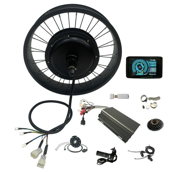 20*4.0inch 170mm Dropout 100mm Width Wheelrim 72V 3000W Fat Tire Rear Wheel Hub Motor with 80A Sabvoton Controller and UKC1 Display for Snow Bike Electric Bicycle Conversion Kit