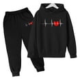 thumbnail image 2 of Gaexia Boys Tracksuit Size 6 Hoodie Pullover Tops Pants Fall Outfits Printed Hoodie Sets 2 Pieces Boys Sweatsuit Set Back To School Clothes,Black,3-4 Years, 2 of 3