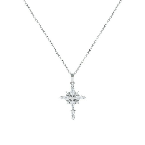 Leander 925 sterling silver cross necklace, zircon necklace, ultimate luxury, simple and stylish, perfect for a variety of clothing collocation, suitable for daily commuting