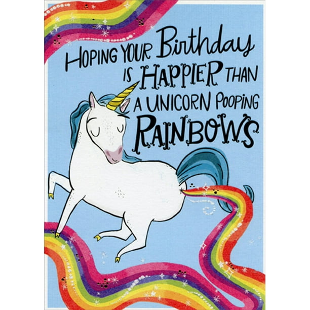 Designer Greetings Unicorn Pooping Rainbows Funny / Humorous Birthday Card  