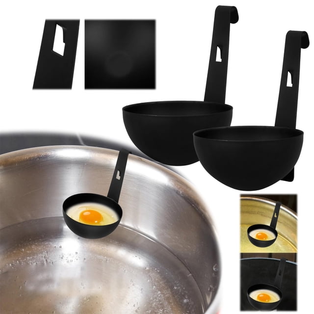 Clearance Items,npkgvia Cooking Utensils,Kitchen Gadgets,2pcs Egg Boiler Poached Egg Maker Kitchen Utensil Holder Kitchen Utensils Holder Microwave Steamer Stainless Egg Poacher,Cookware,Black