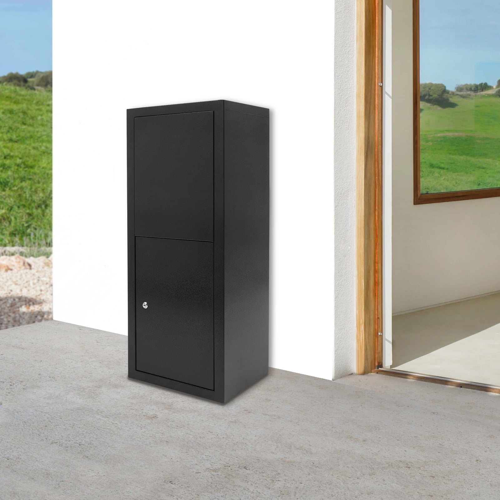 38*29*90cm Floor Standing Parcel Drop Box Key Lock & Keys Package Delivery Box for Porches Schools Offices