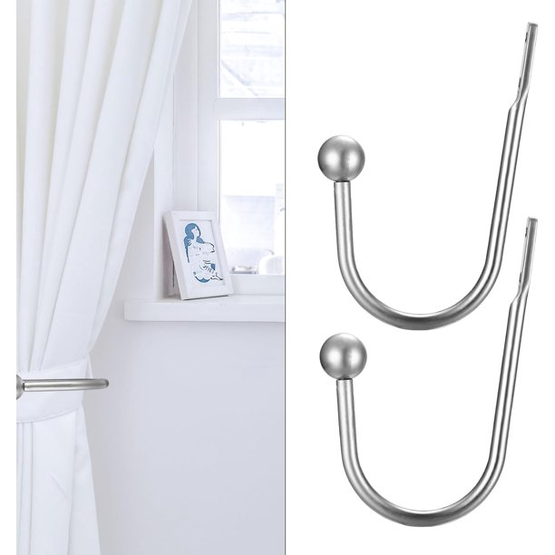 Metall Gardinhållare, 2 st Gardinhållare för Draperier, Gardinband, Väggmonterade Fönstergardinhållare, Fasta Gardiner eller Hängande Föremål