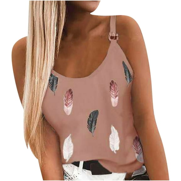 Aoochasliy Tank Tops for Women Clearance Fashion Women Summer Print Casual Sleeveless Round-Neck Vest Camis Blouse Tops
