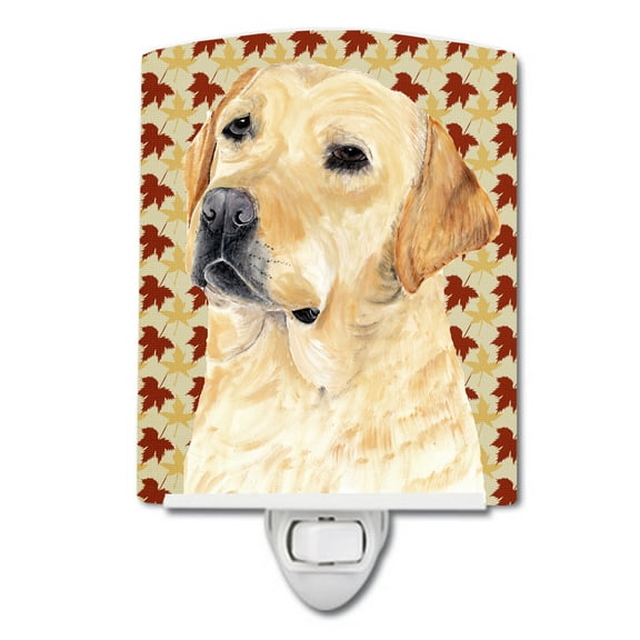 Caroline's Treasures SC9216CNL Labrador Yellow Fall Leaves Portrait Ceramic Night Light, 6x4x3", multicolor