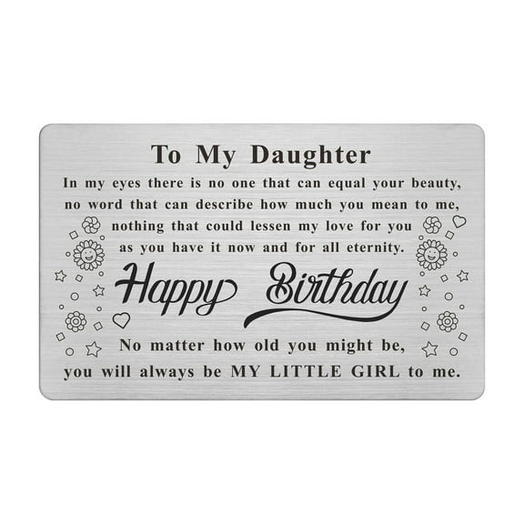Yobent Daughter Birthday Card, Happy Birthday Gifts for My Daughter Engraved Wallet Card