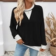 thumbnail image 3 of Women's Casual Loose Colorblock Round Neck Long Sleeve Twisted Stripe Sweatshirt, Stylish Fall Winter Fashion with Soft Material and Unique Design for Daily Wear,Black,2XL, 3 of 8