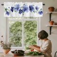 thumbnail image 5 of Blue Flower Window Valance Curtain Watercolor Style Rod Pocket Short Curtain for Living Room, Bedroom & Kitchen Window Decor 42x18in, 5 of 8
