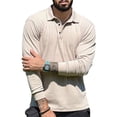 thumbnail image 2 of CENL Mens Casual Slim Fit Ribbed Long Sleeve Stand Collar Button Shirts T-shirt Tops, 2 of 9