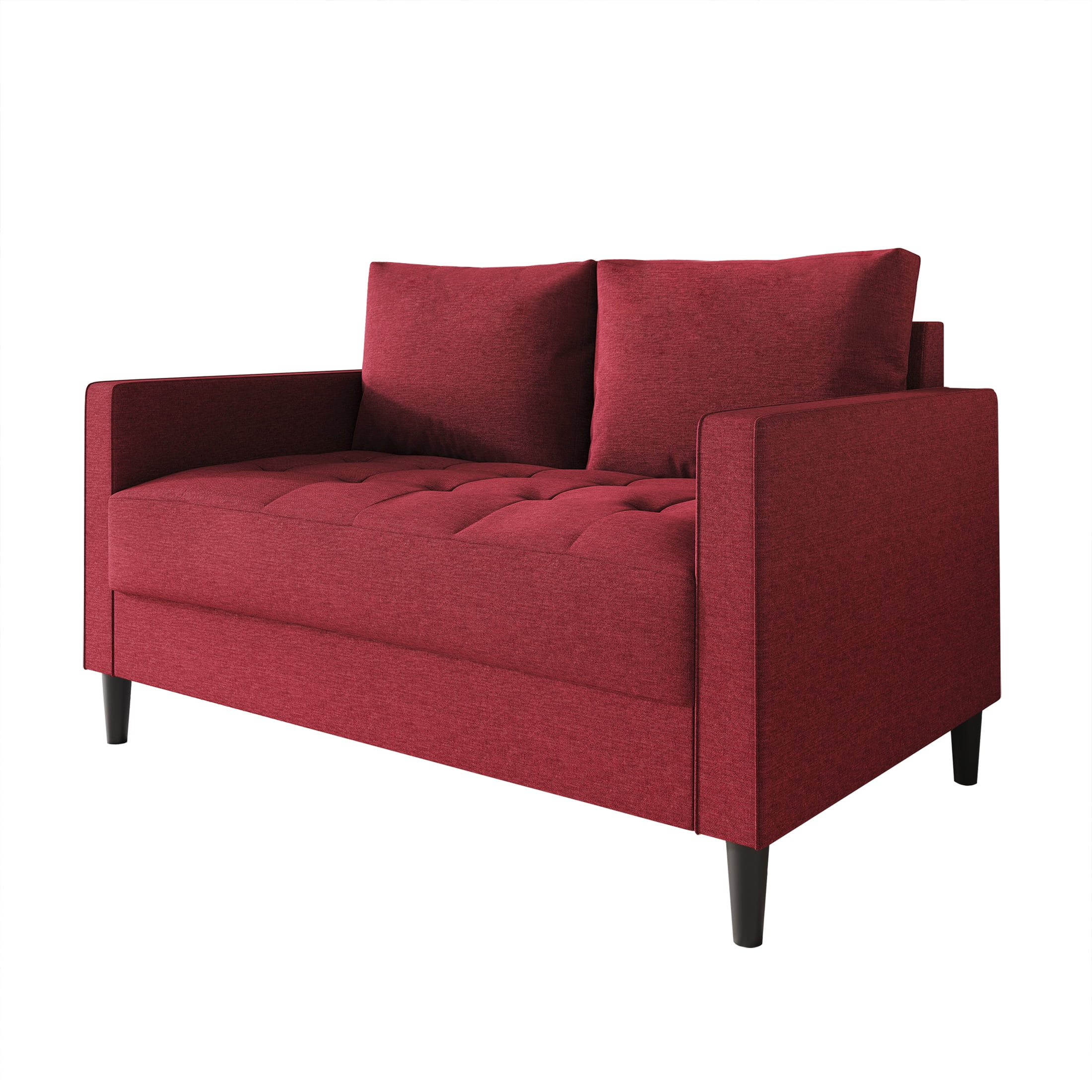 Castle Place Classic Linen Upholstered Loveseat, Red