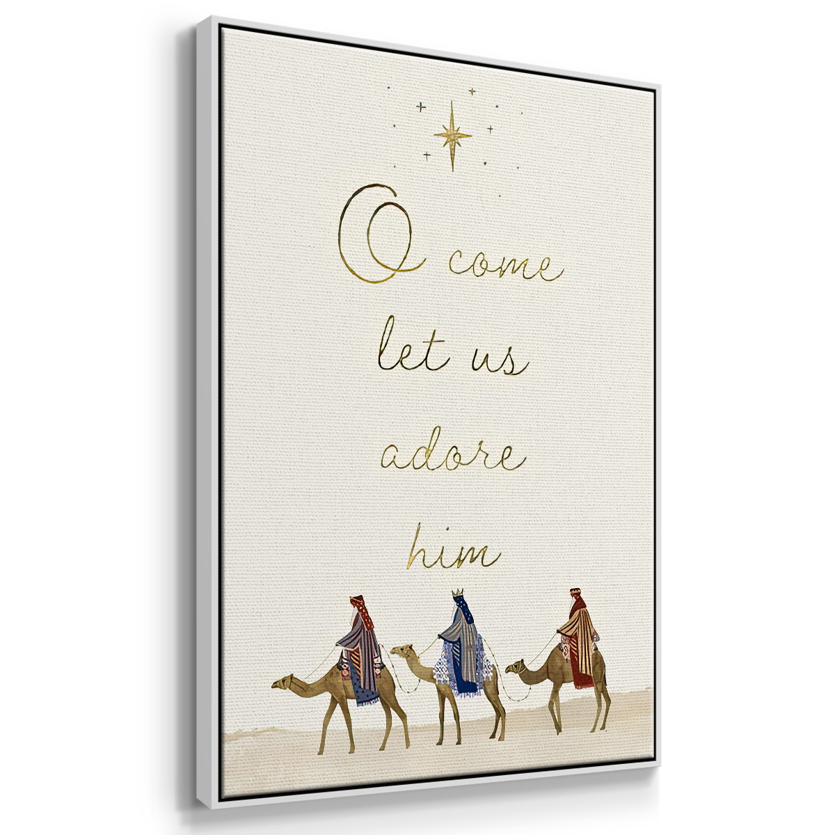 Away in a Manger Collection B - Framed Gallery Wrapped Holiday Canvas - 25 x 37 - White Frame