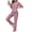 Pink, variant on Jamicy Loungewear for Women Satin Pajama Set Womens Silk Short Sleeve Round Neck Shirt with Long Pant Soft Loungewear Pjs Set